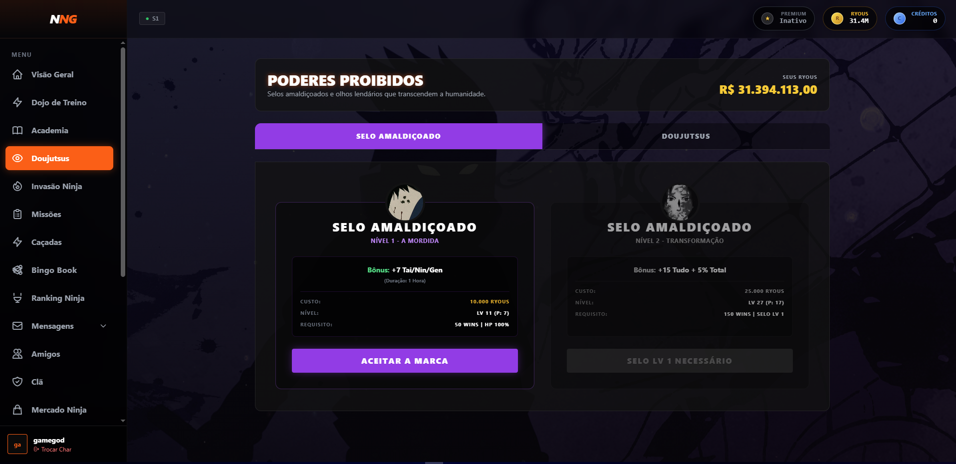 Painel do Selo Amaldiçoado