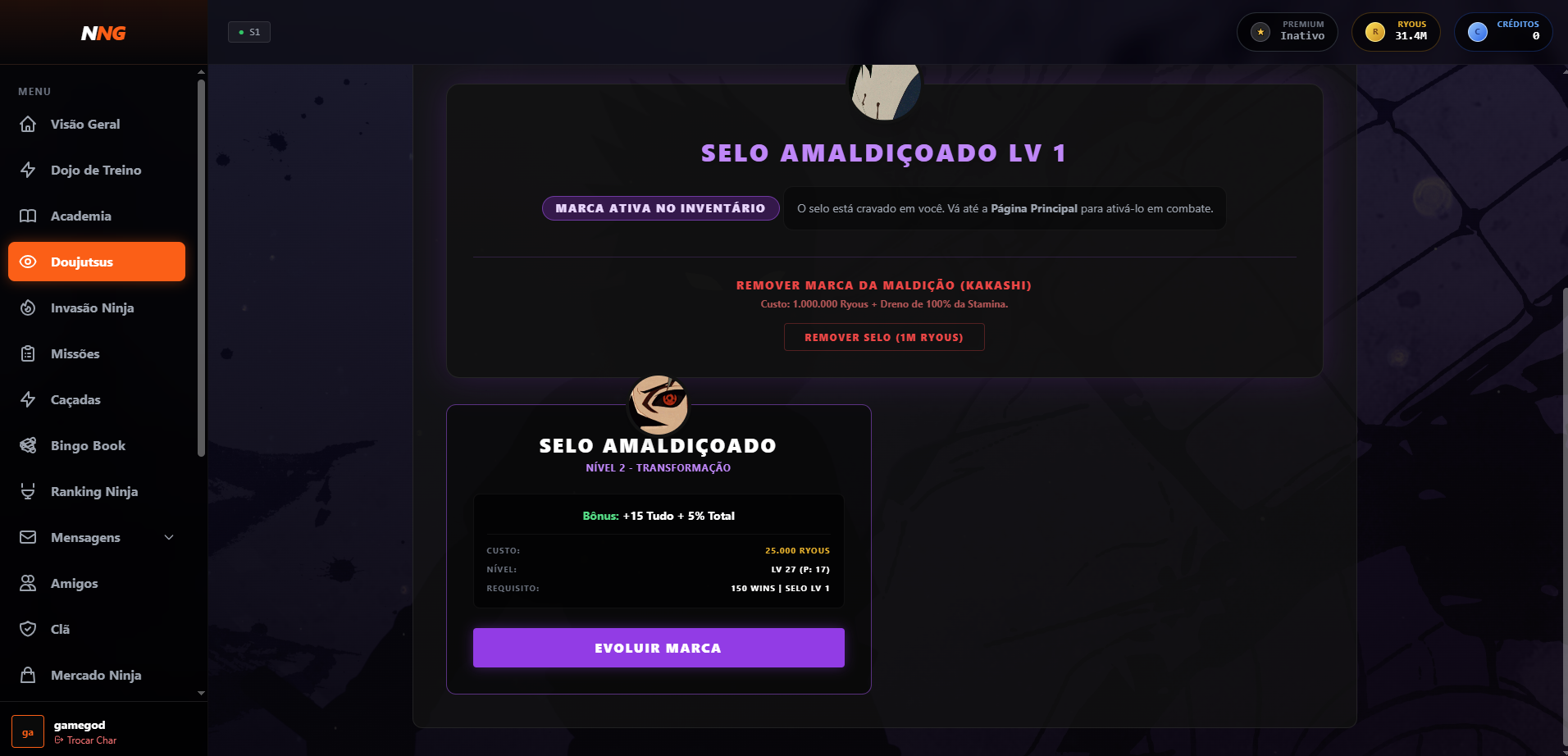 Evolução do Selo Amaldiçoado